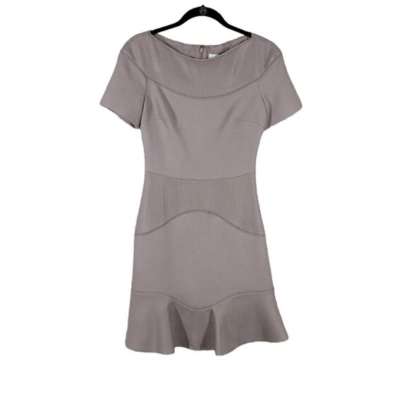 Reiss Tan/Beige Short Sleeve Fitted Textured Dress Women's US Size 2
